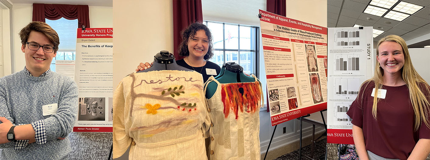 Three honors students at the Spring 2022 Poster Session.