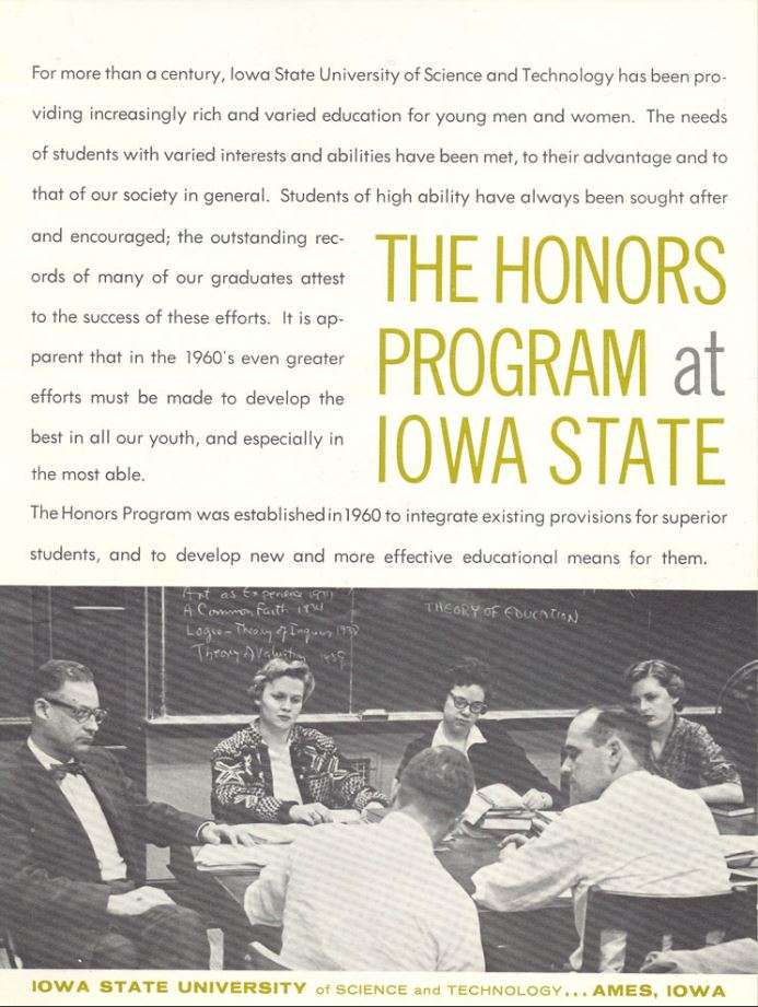 1960s University Honors Program brochure