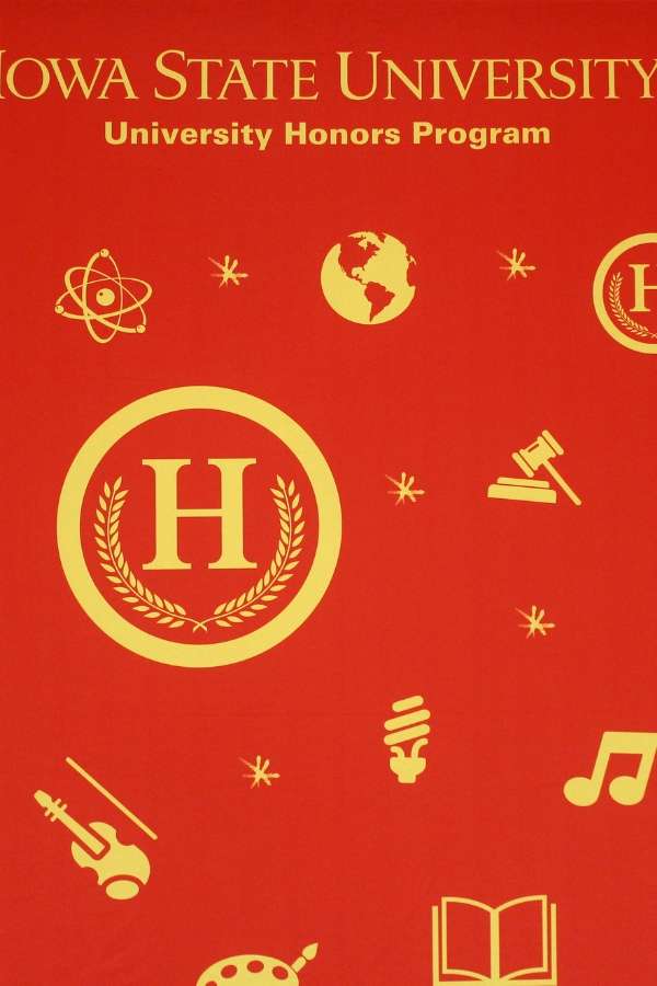 Image of the University Honors Program red backdrop